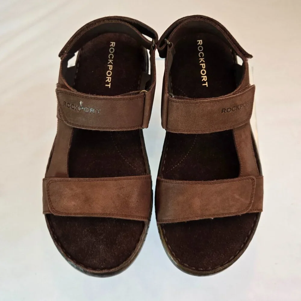 ROCKPORT Men's Jhett Sandals Sz: 8.5 Dark Brown Nubuck